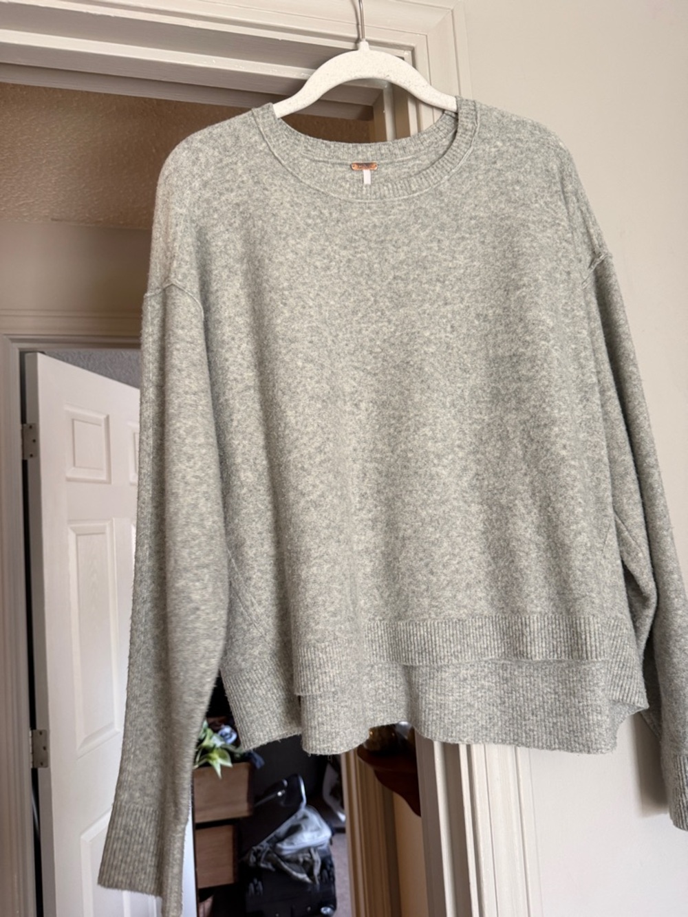 Free People Heathered Gray Knit Crewneck